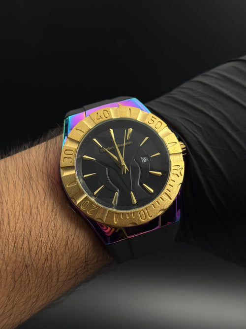 Tchmrnr 903 Goma Negra Tablero Negro Dorado Tornasol