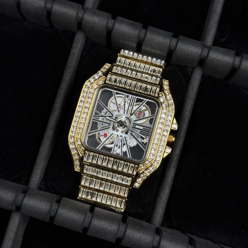 Crtr Santos Skeleton Metal Circones Dorado Tablero Negro - Blanco