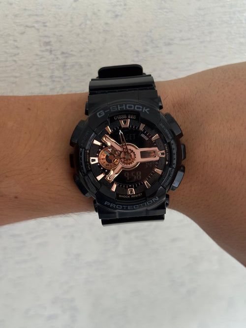 G-Shck GA-110 Negro Tablero Oro Rosa